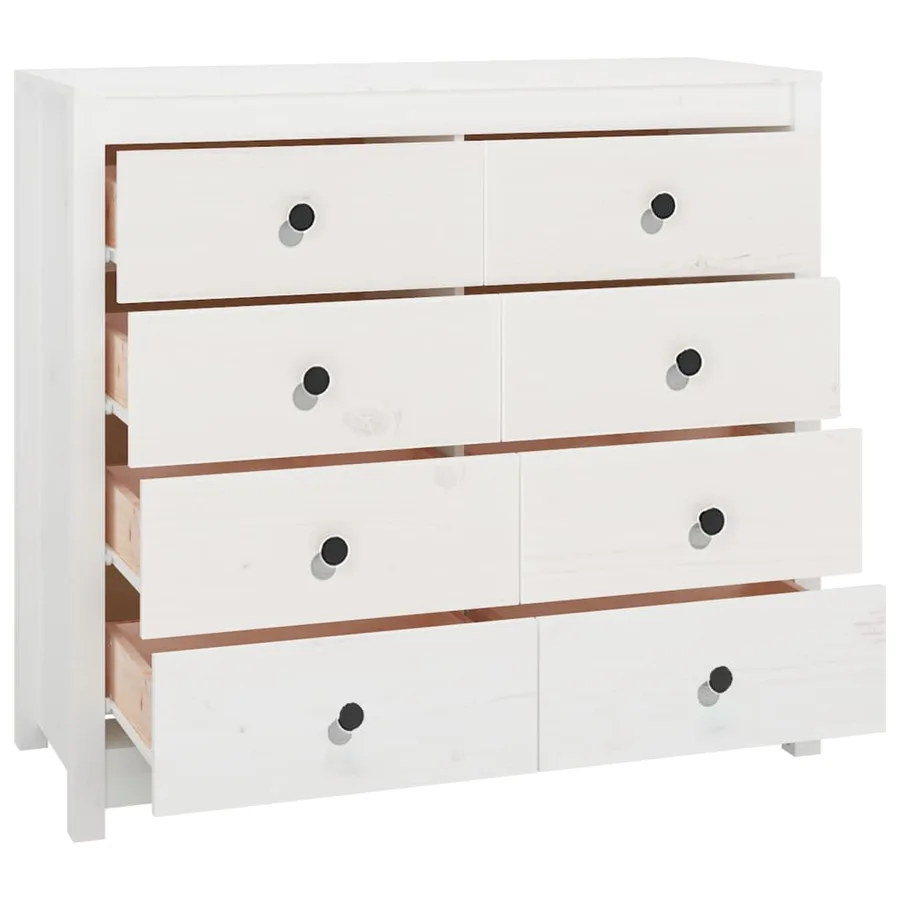 Armoire latérale Blanc 100x40x90 cm Bois de pin massif - 3