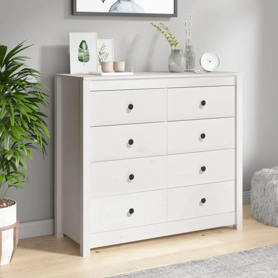 Armoire latérale Blanc 100x40x90 cm Bois de pin massif - 6