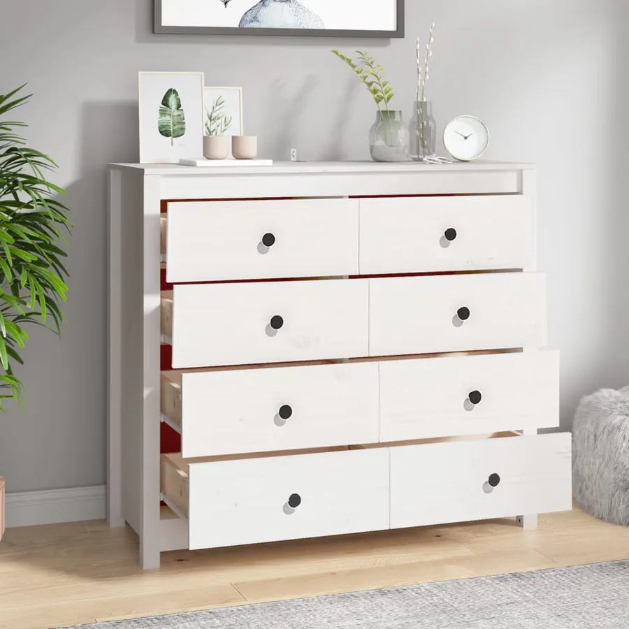Armoire latérale Blanc 100x40x90 cm Bois de pin massif - 7
