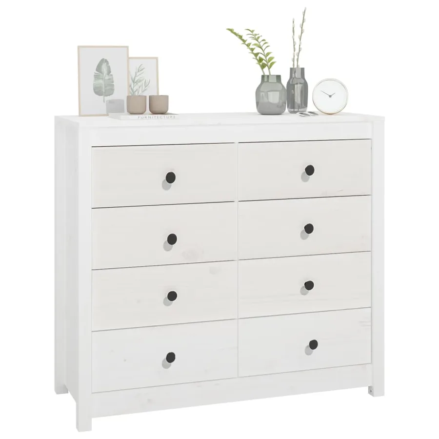 Armoire latérale Blanc 100x40x90 cm Bois de pin massif - 9