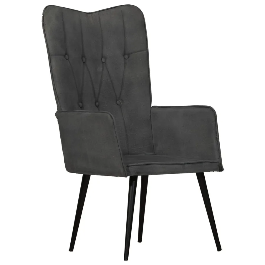 Chaise à oreilles Noir Toile - 2