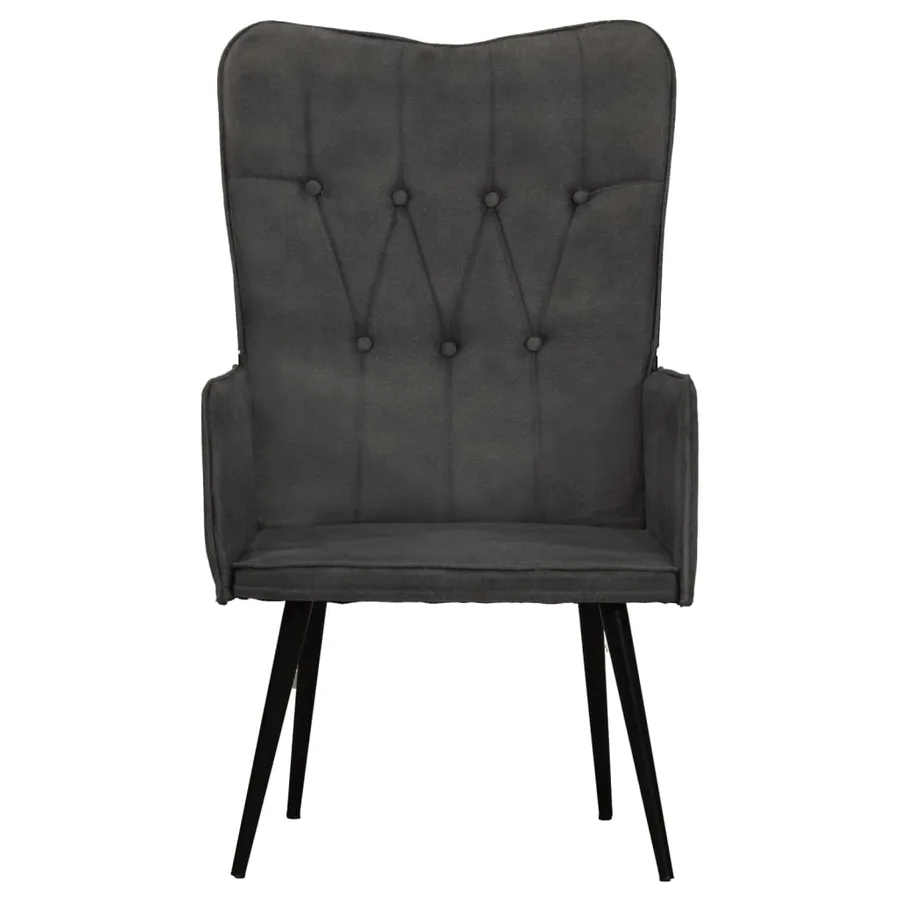 Chaise à oreilles Noir Toile - 3