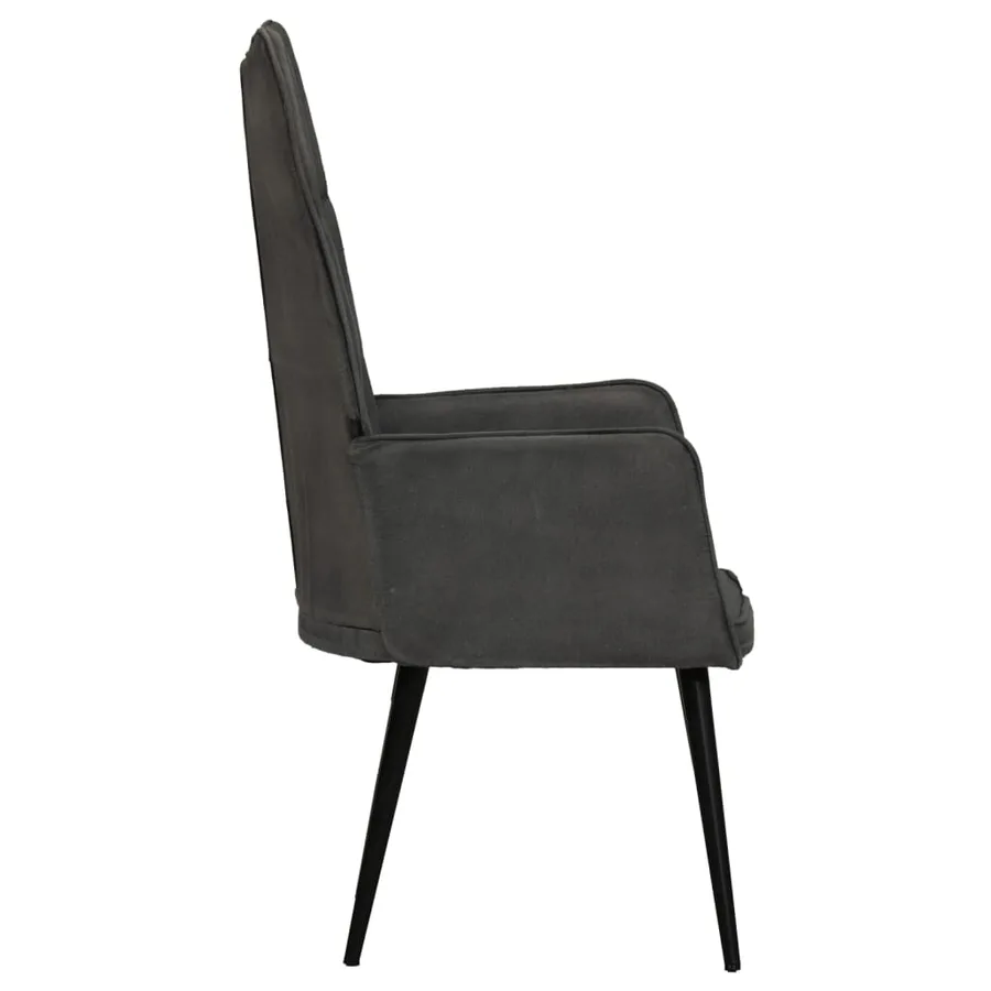 Chaise à oreilles Noir Toile - 4
