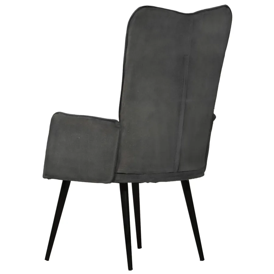 Chaise à oreilles Noir Toile - 5
