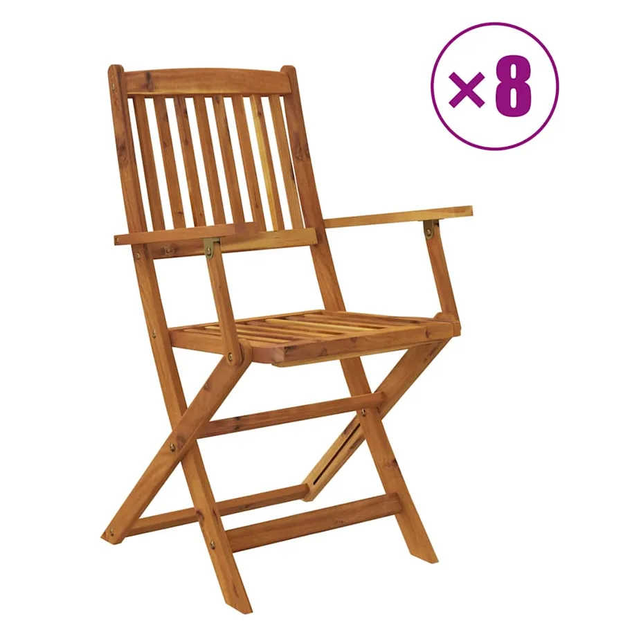 Ensemble à manger de jardin pliable 9 pcs bois d'acacia solide - 2