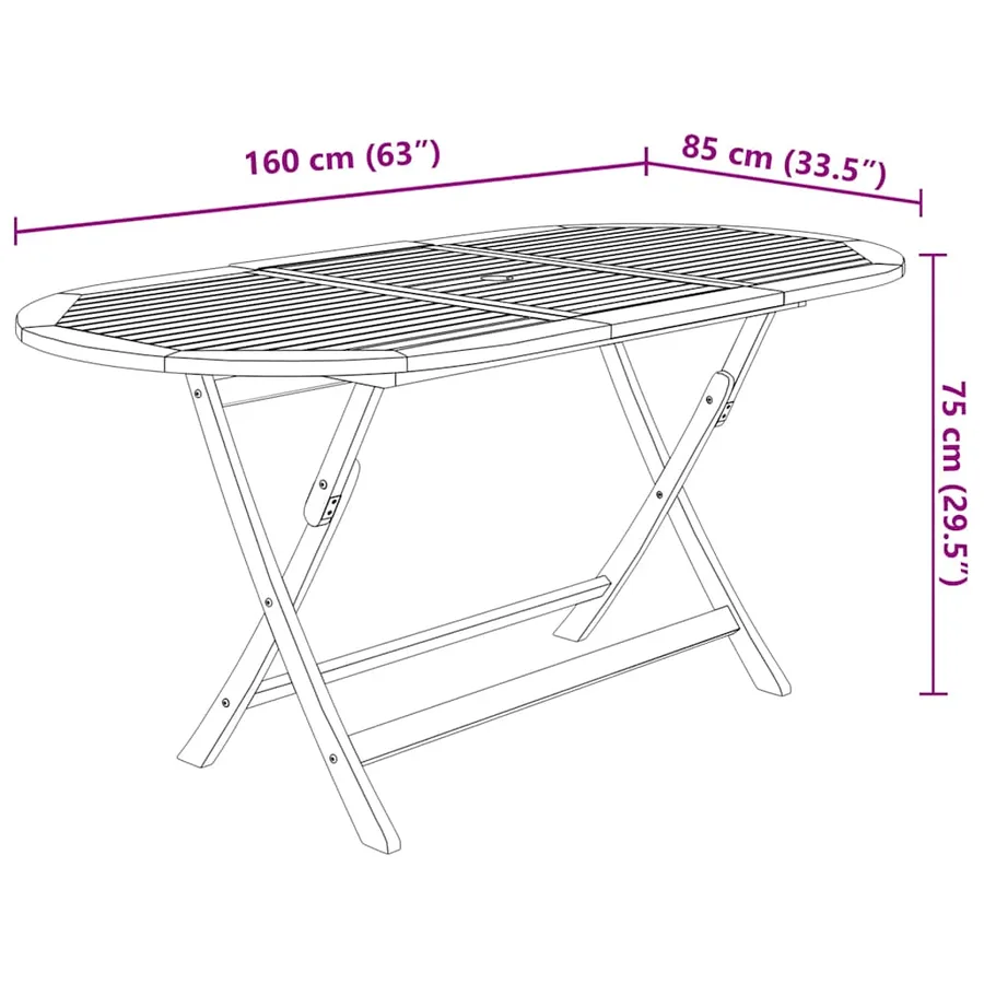 Ensemble à manger de jardin pliable 9 pcs bois d'acacia solide - 8