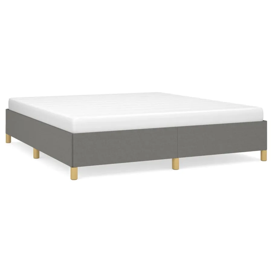 Cadre de lit sans matelas gris foncé 160x200 cm tissu - 2