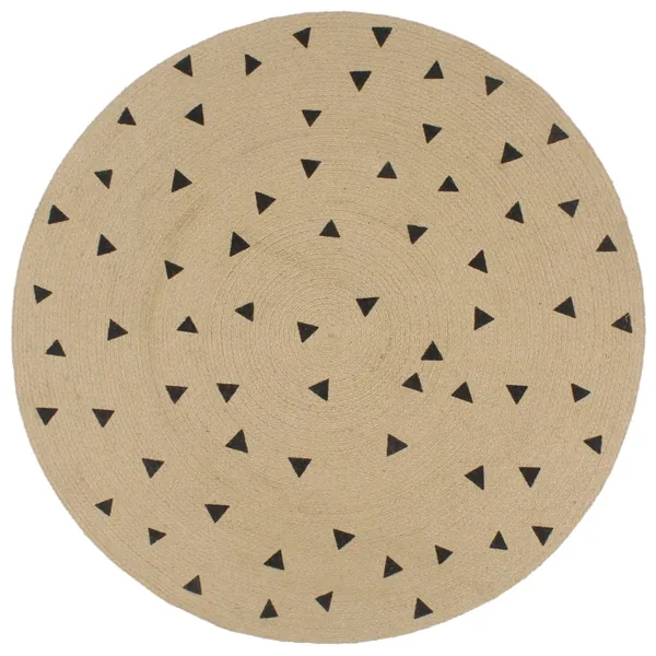 Tapis fait à la main Jute avec imprimé à triangles 150 cm