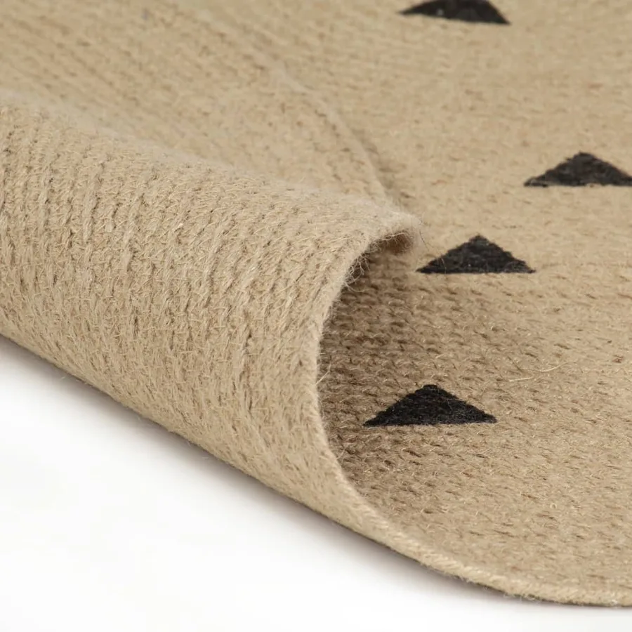 Tapis fait à la main Jute avec imprimé à triangles 150 cm - 2