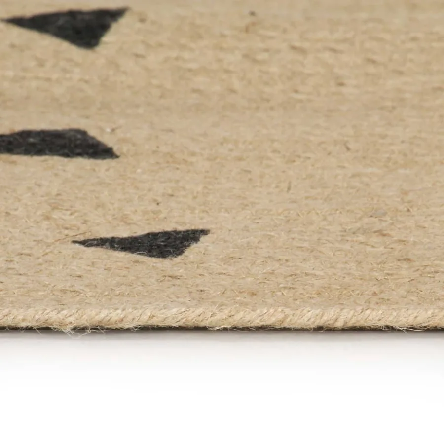 Tapis fait à la main Jute avec imprimé à triangles 150 cm - 3