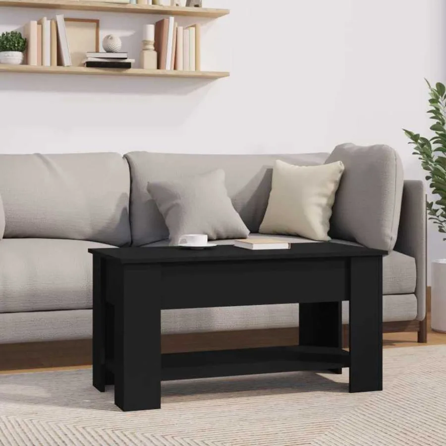 Table basse noir 101x49x52 cm bois d'ingénierie - 3
