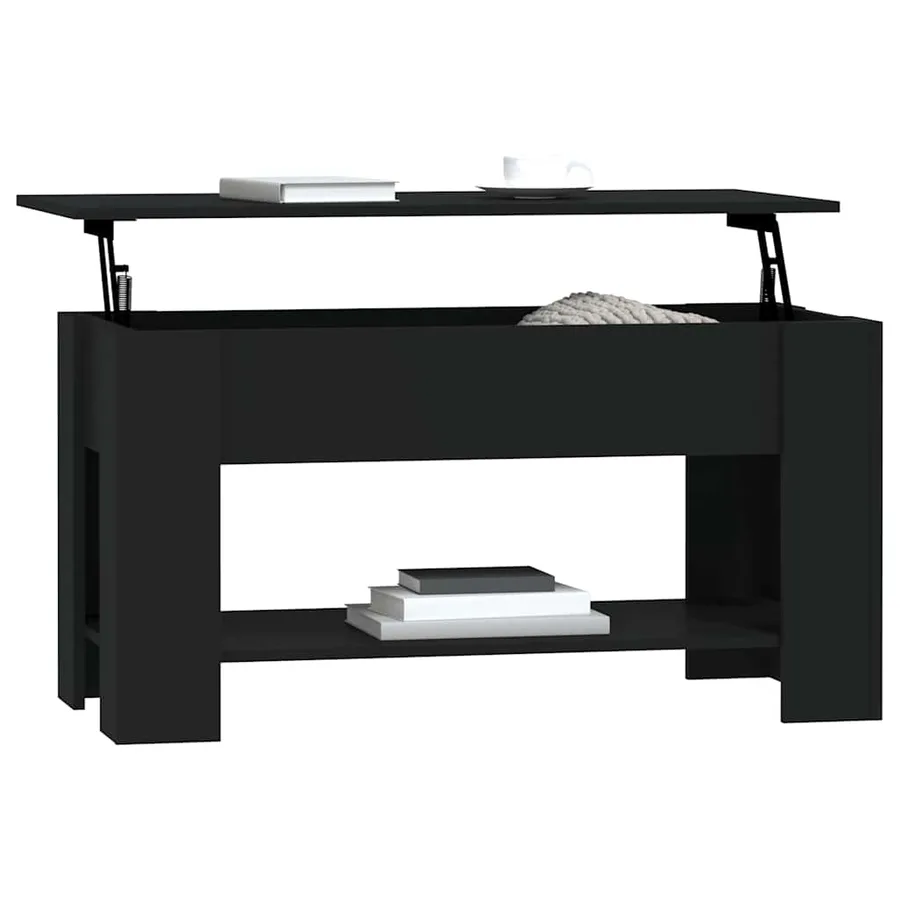 Table basse noir 101x49x52 cm bois d'ingénierie - 7