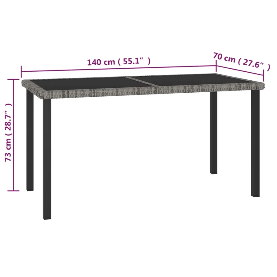Ensemble à manger de jardin 5 pcs Résine tressée Gris - 11