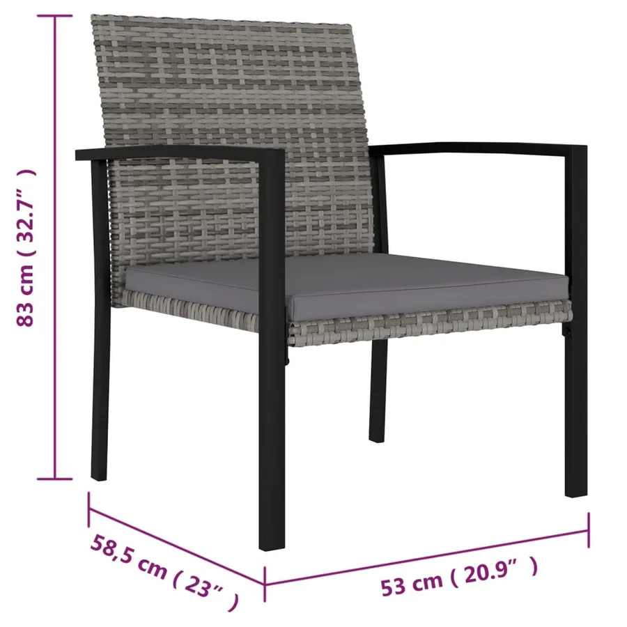 Ensemble à manger de jardin 5 pcs Résine tressée Gris - 12