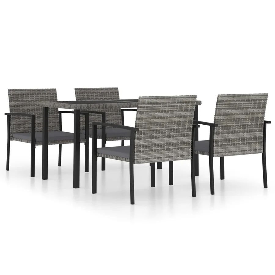 Ensemble à manger de jardin 5 pcs Résine tressée Gris - 2