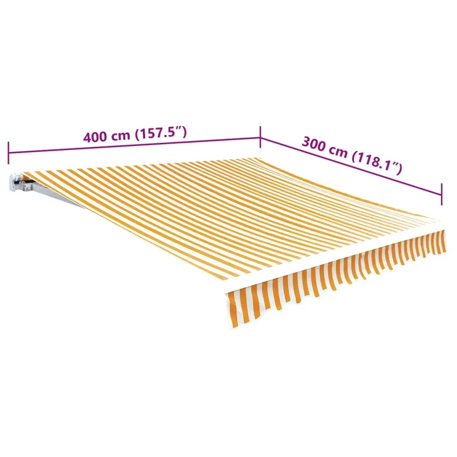 Tissu de remplacement pour auvent jaune et blanc 4x3 m polyester - 5