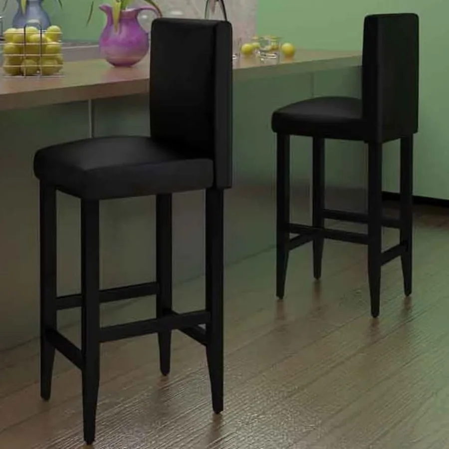 Tabourets de bar lot de 2 noir similicuir - 2