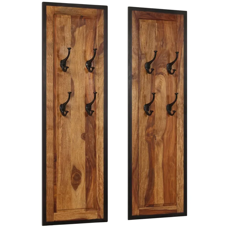 Portemanteaux 2 pcs Bois solide de Sesham - 10