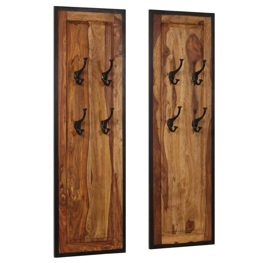 Portemanteaux 2 pcs Bois solide de Sesham - 14