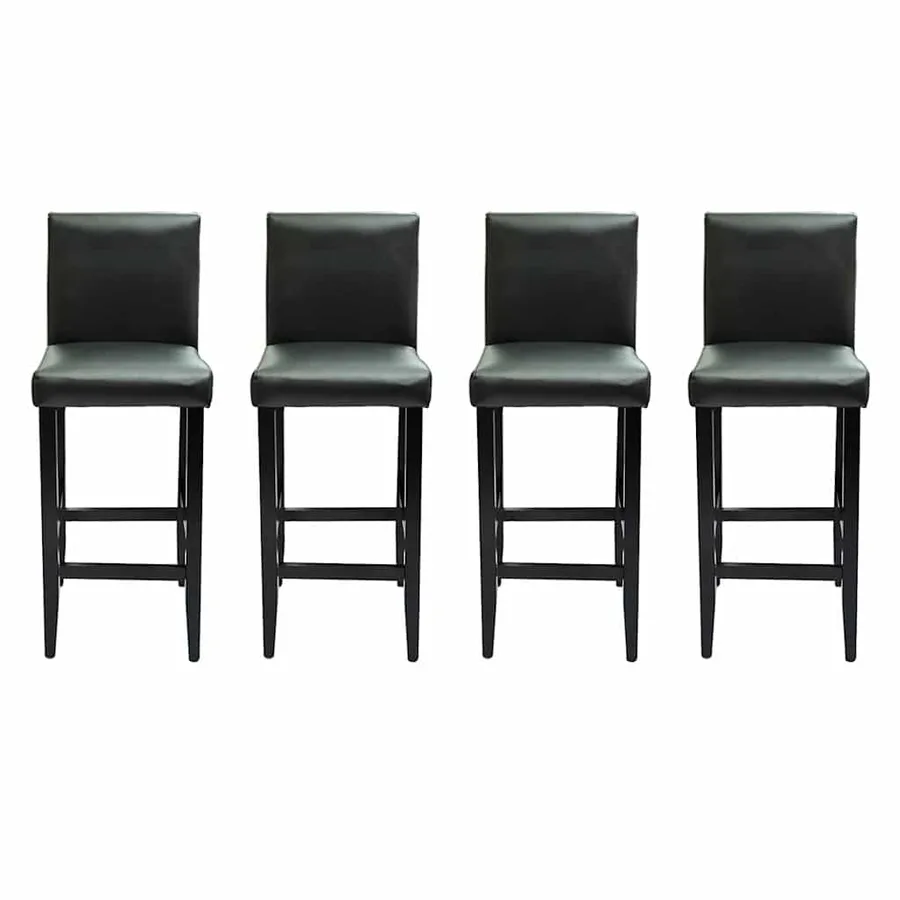 Tabourets de bar lot de 4 noir similicuir - 2