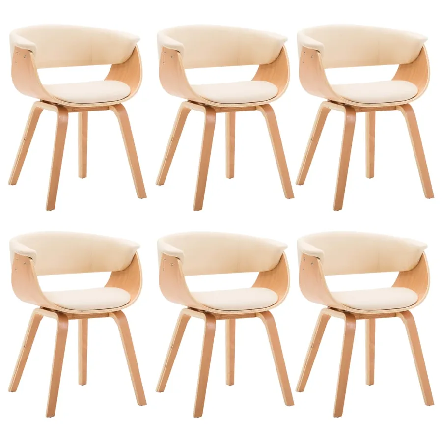 Chaises à manger lot de 6 crème bois courbé et similicuir - 2