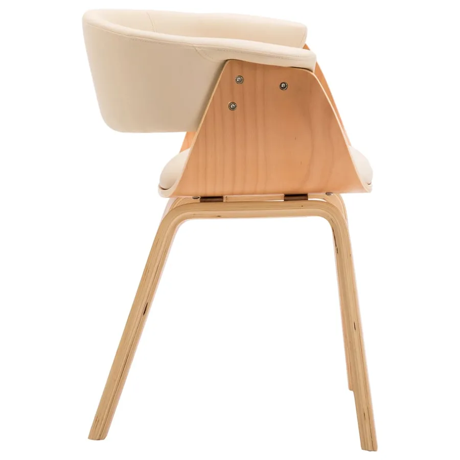 Chaises à manger lot de 6 crème bois courbé et similicuir - 6