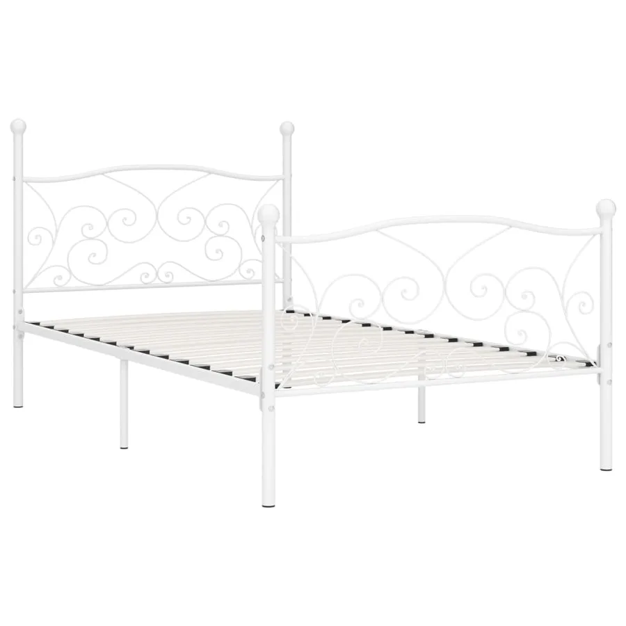 Cadre de lit sans matelas avec sommier à lattes métal 90x200 cm - 2
