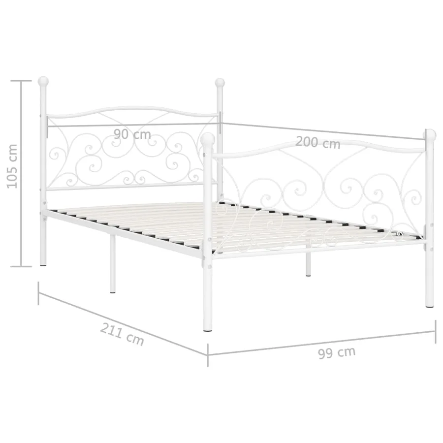 Cadre de lit sans matelas avec sommier à lattes métal 90x200 cm - 5