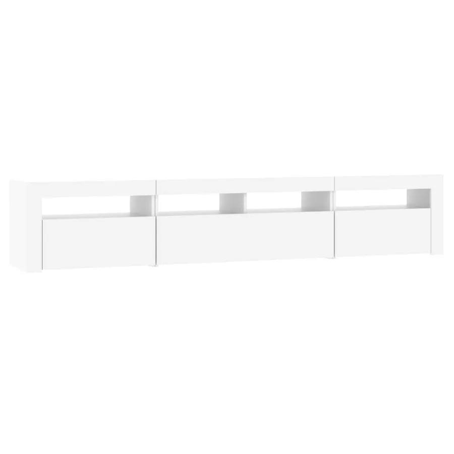 Meuble TV avec lumières LED Blanc 210x35x40 cm - 6
