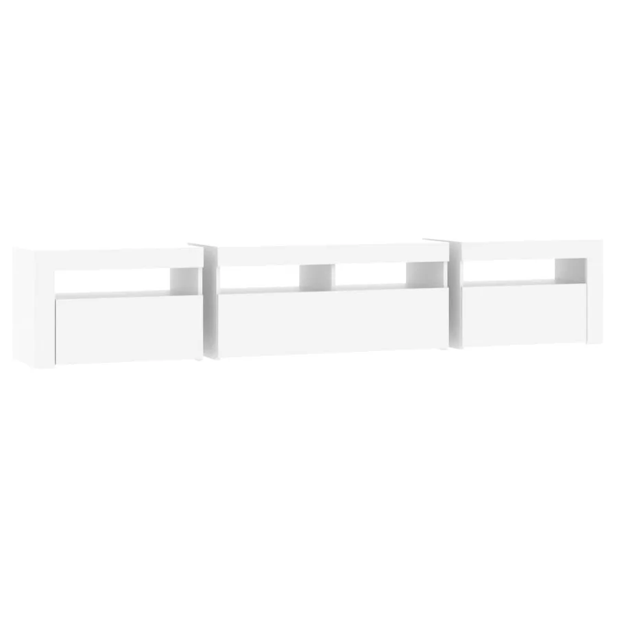 Meuble TV avec lumières LED Blanc 210x35x40 cm - 7