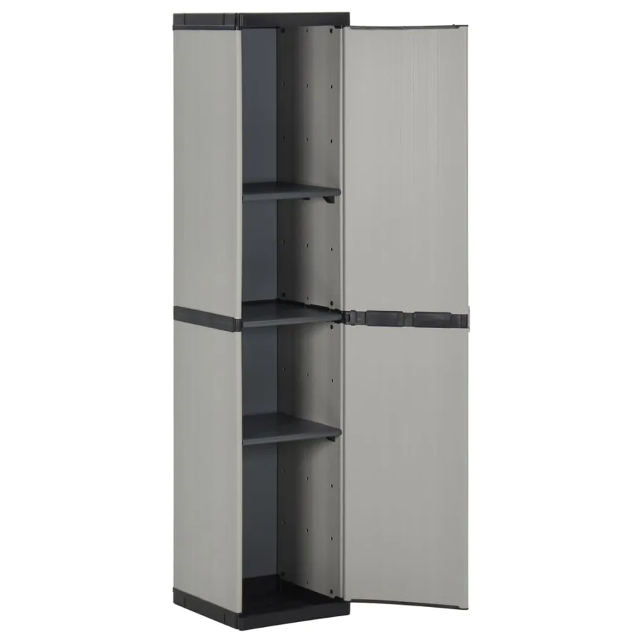 Armoire de rangement de jardin 3 étagères Gris/noir 34x40x168cm - 3