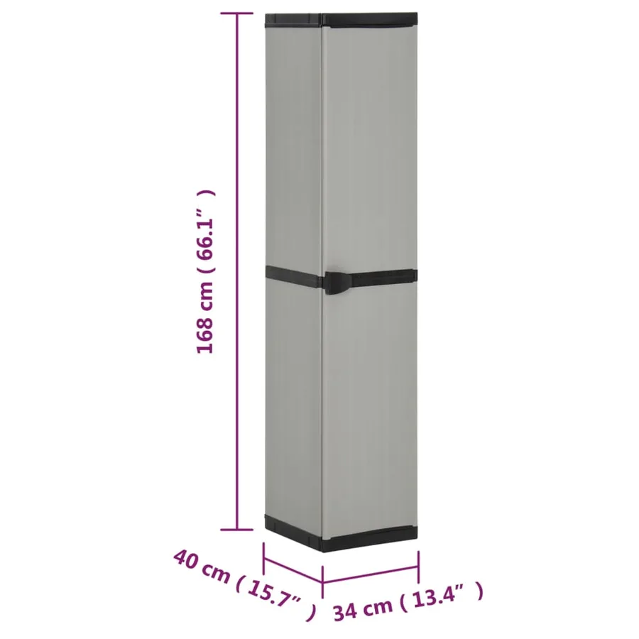 Armoire de rangement de jardin 3 étagères Gris/noir 34x40x168cm - 9