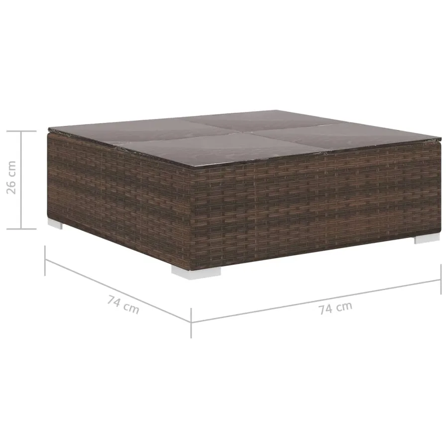 Salon de jardin 12 pcs avec coussins Résine tressée Marron - 10