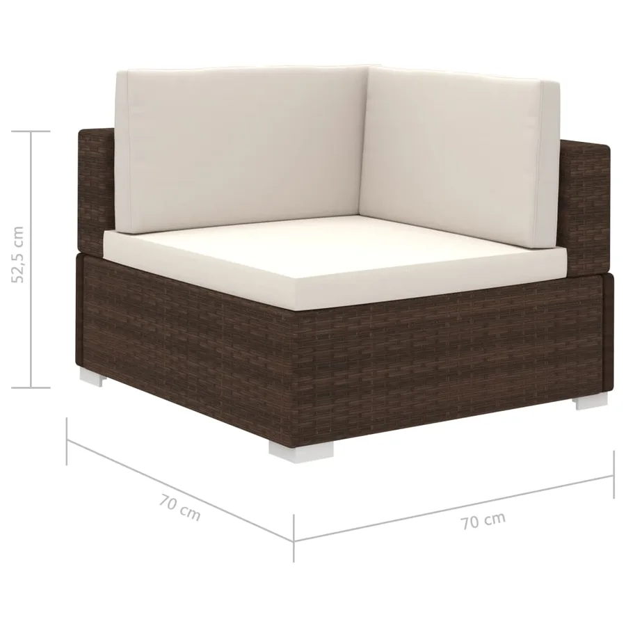 Salon de jardin 12 pcs avec coussins Résine tressée Marron - 7