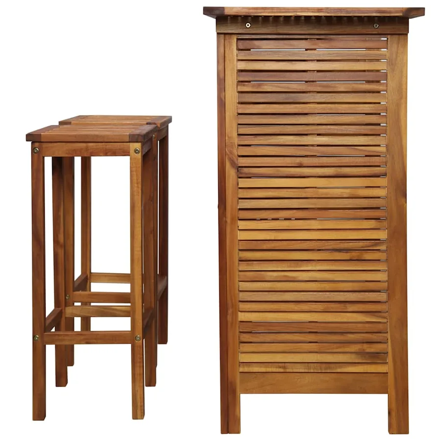 Table et chaises de bar 3 pcs Bois d'acacia massif - 5