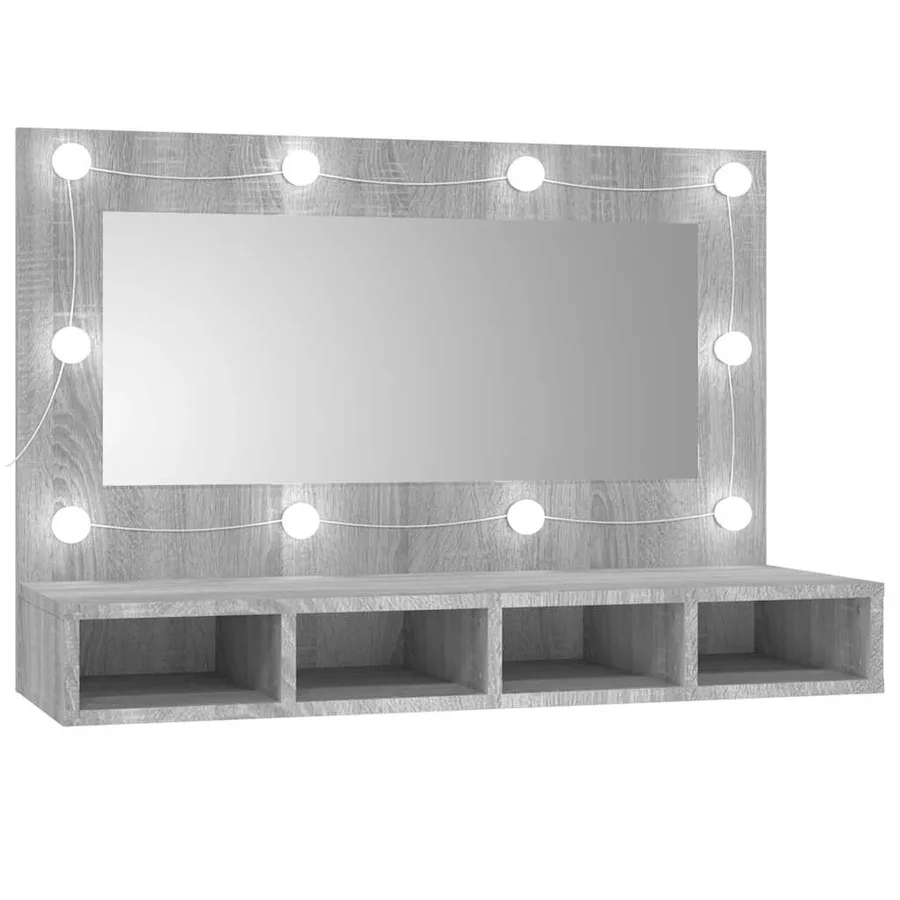 Armoire à miroir avec LED Sonoma gris 90x31,5x62 cm - 2