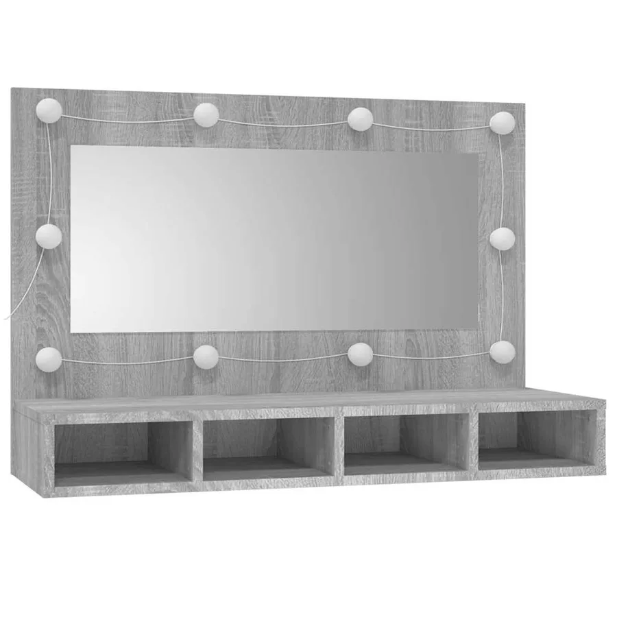 Armoire à miroir avec LED Sonoma gris 90x31,5x62 cm - 3