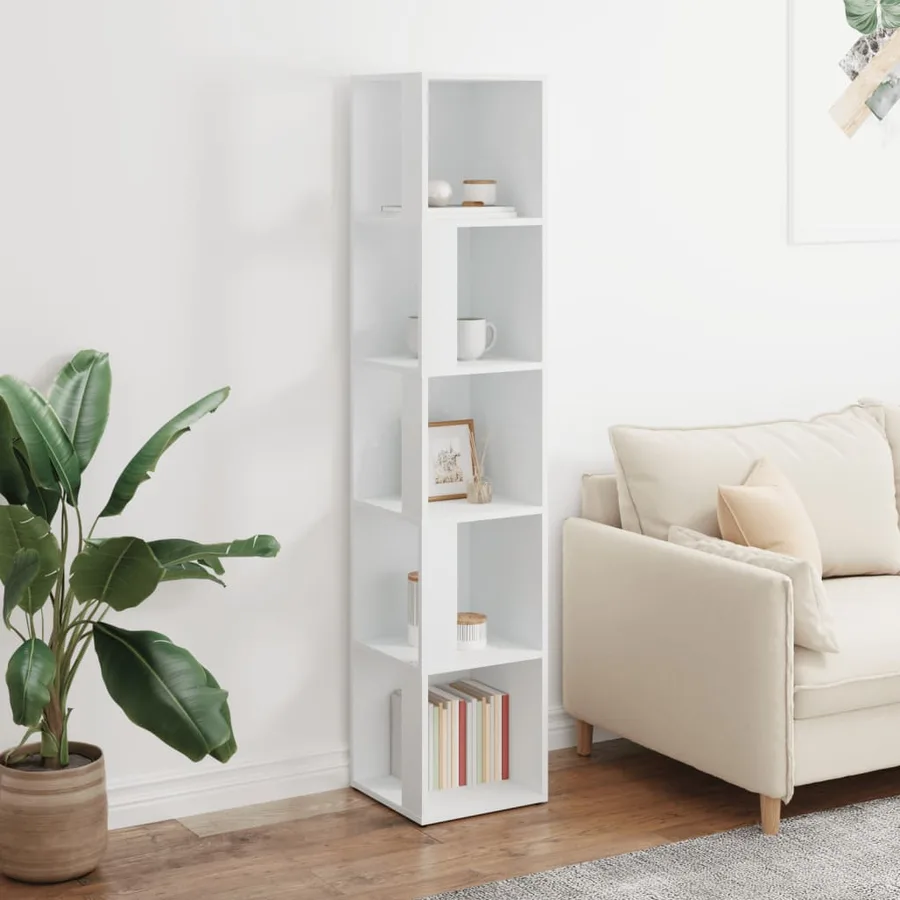 Armoire d'angle Blanc 33x33x164,5 cm Bois d'ingénierie - 3