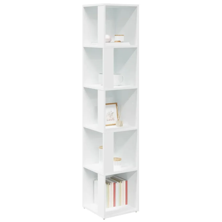 Armoire d'angle Blanc 33x33x164,5 cm Bois d'ingénierie - 6