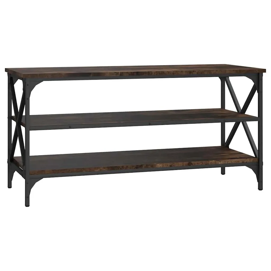 Meuble TV Chêne fumé 100x40x50 cm Bois d'ingénierie - 2