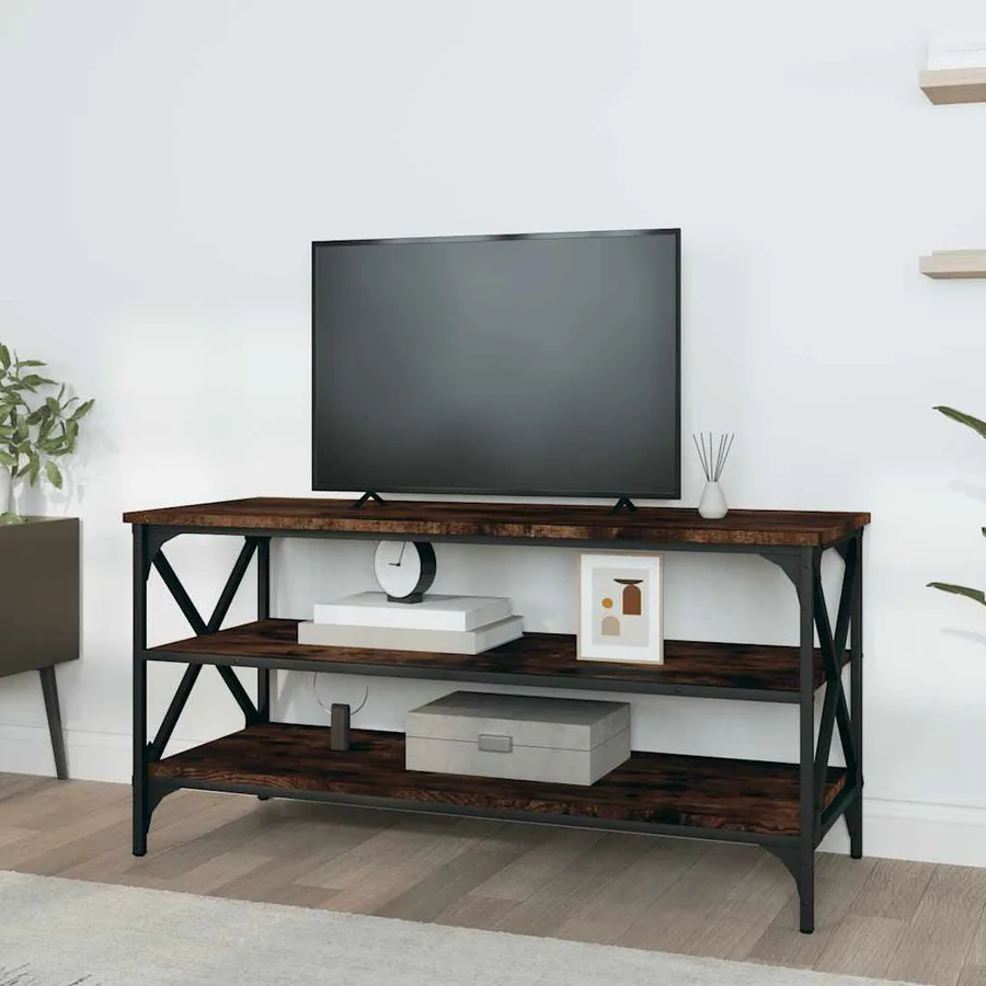 Meuble TV Chêne fumé 100x40x50 cm Bois d'ingénierie - 3