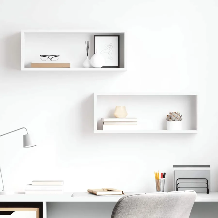 Étagères murales cube 2 pcs Blanc 60x15x23 cm Bois d’ingénierie