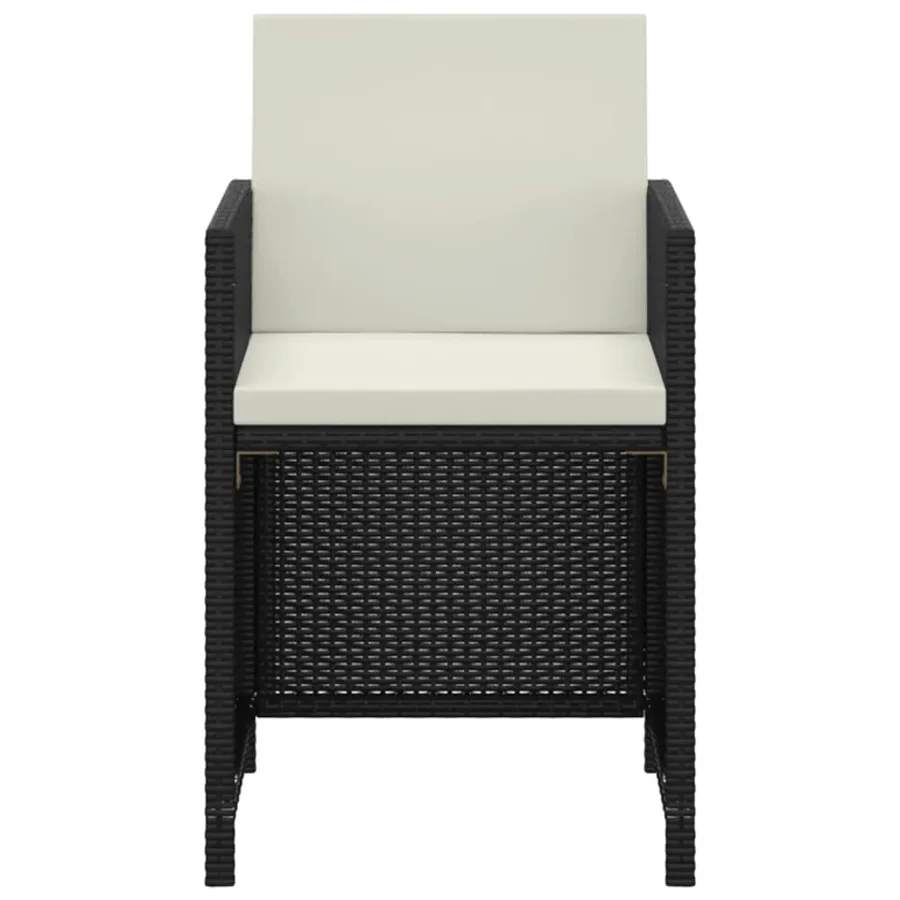 Ensemble à manger de jardin coussins 3pcs Résine tressée Noir - 4
