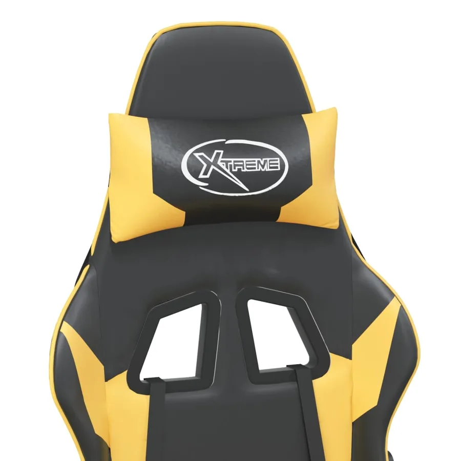 Chaise de jeu avec repose-pied Noir et doré Similicuir - 12