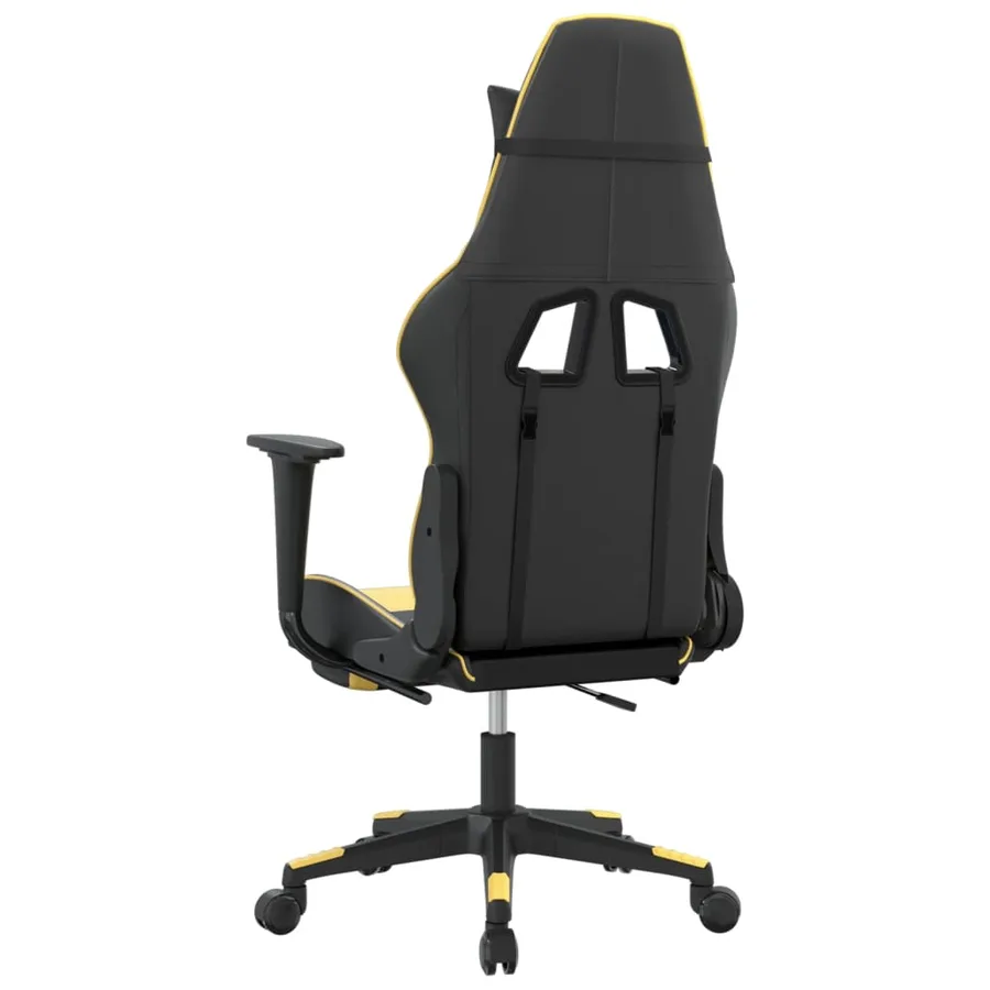 Chaise de jeu avec repose-pied Noir et doré Similicuir - 5