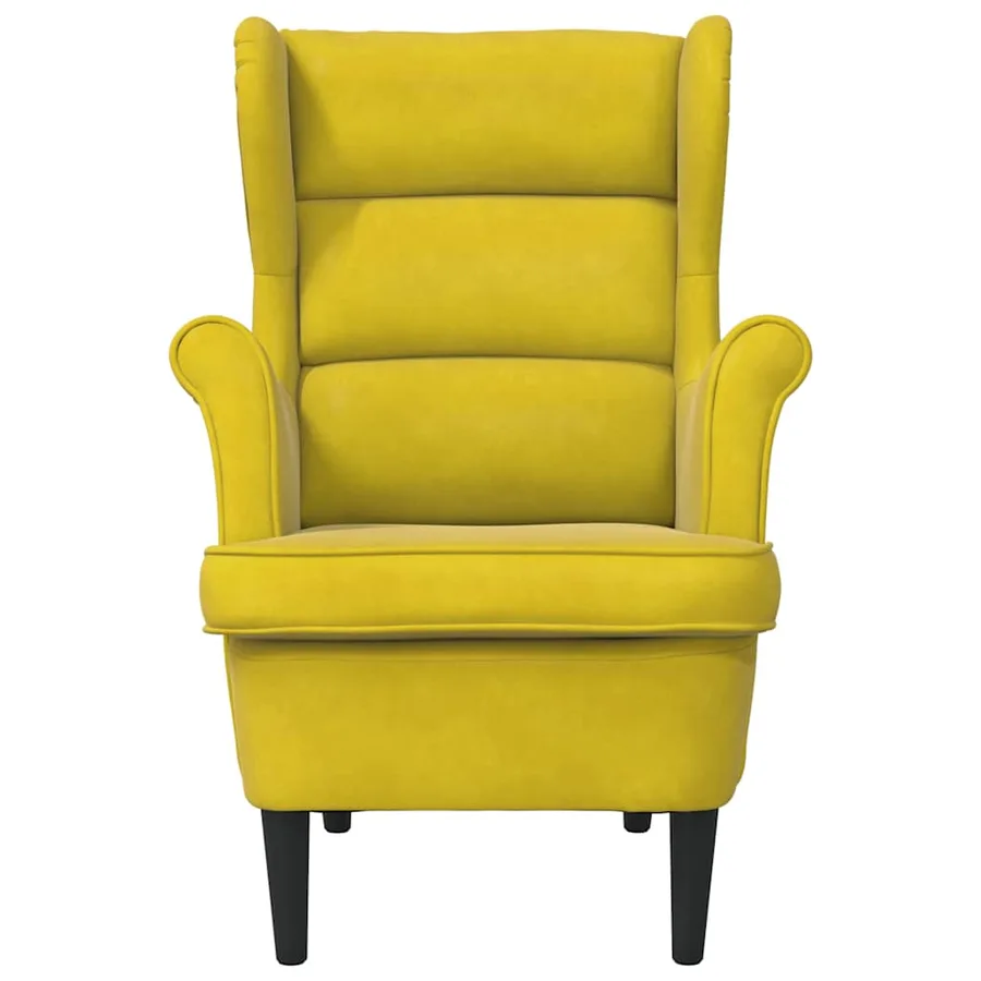 Fauteuil jaune moutarde velours - 4