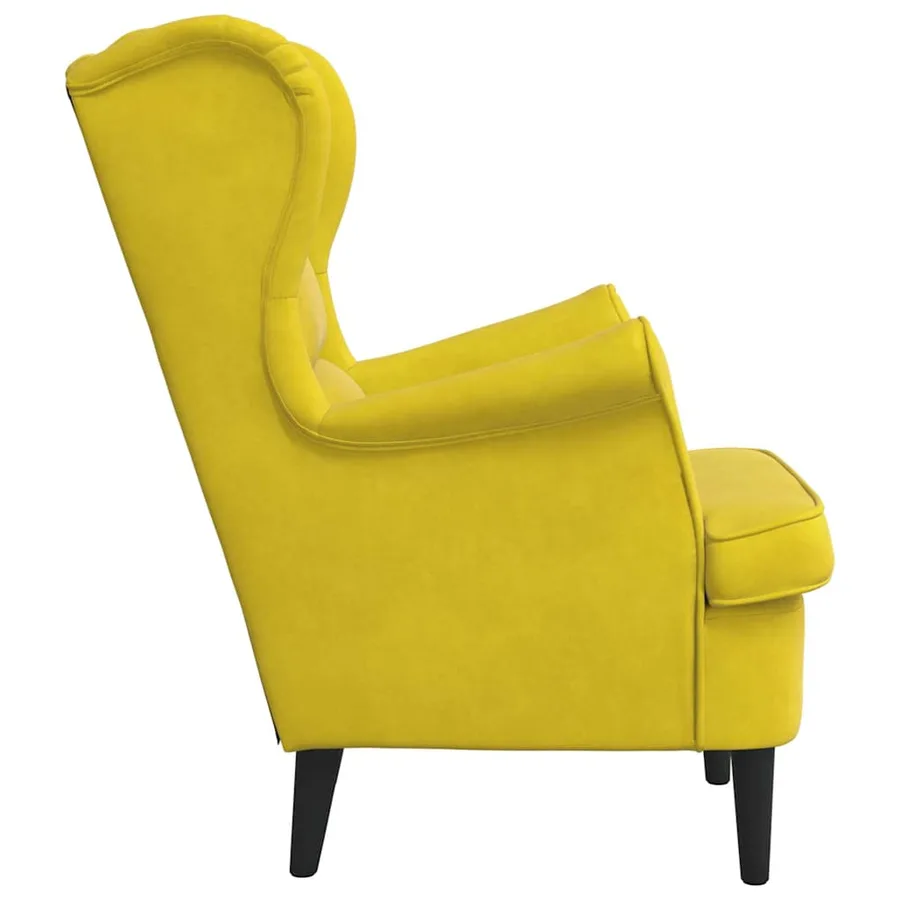 Fauteuil jaune moutarde velours - 5