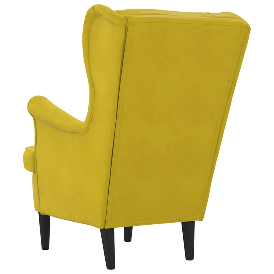 Fauteuil jaune moutarde velours - 6
