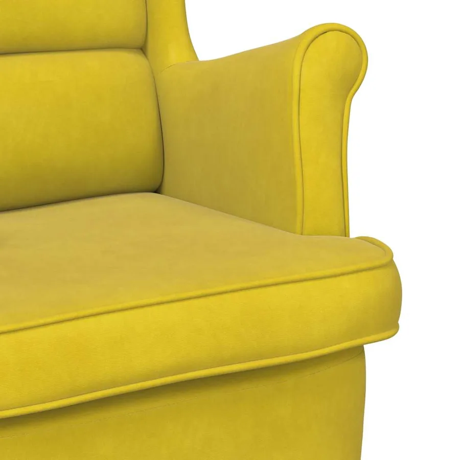 Fauteuil jaune moutarde velours - 7