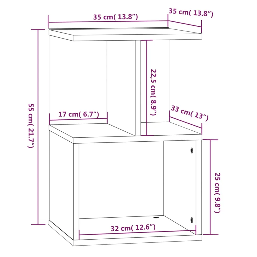 Table de chevet Chêne fumé 35x35x55 cm Bois d'ingénierie - 7